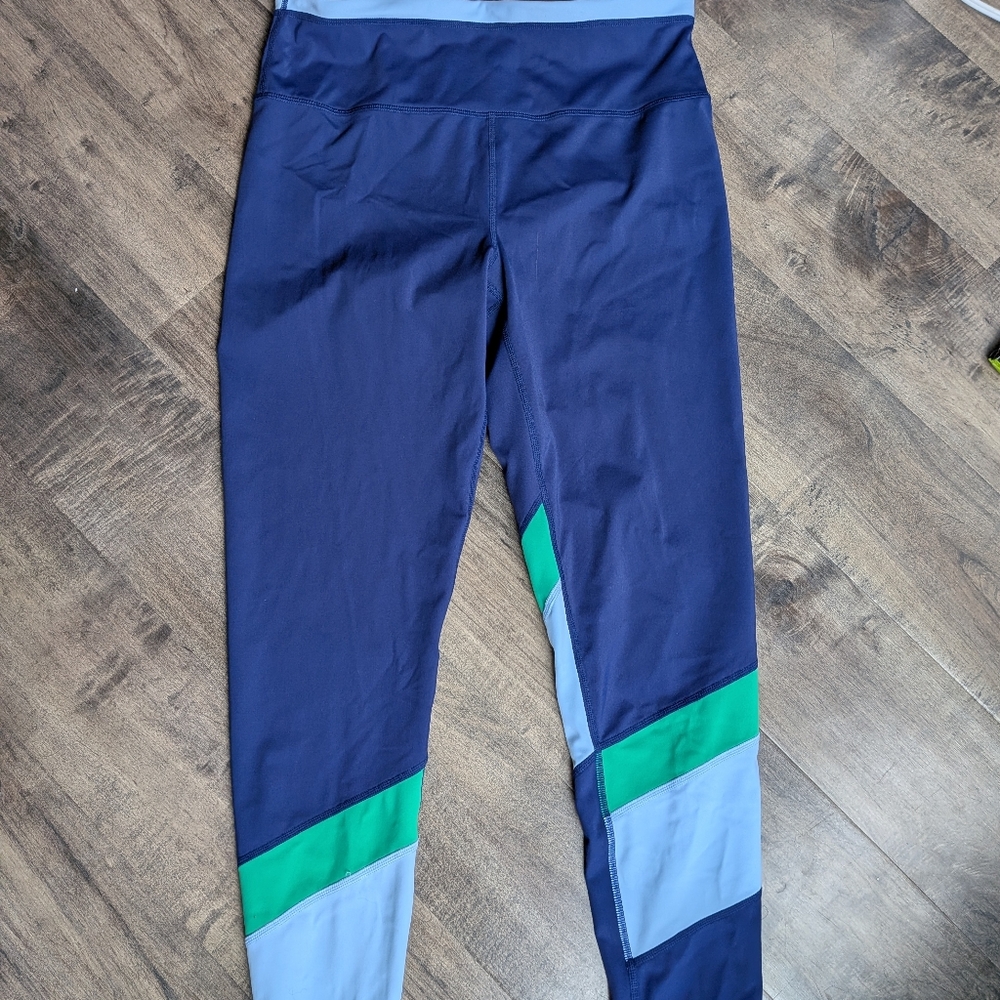 Ideology Navy and Green Colorblock Leggings